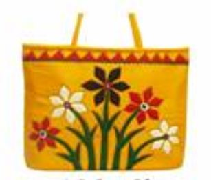 Yellow Floral Design Small Aplic Bag